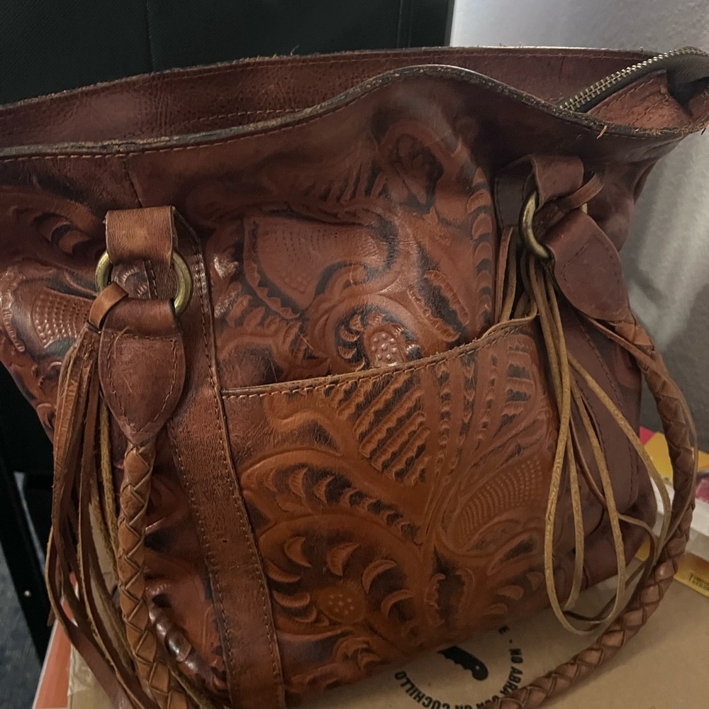 Brown Shoulder Bag for Everyday Use- Patricia Nash leather